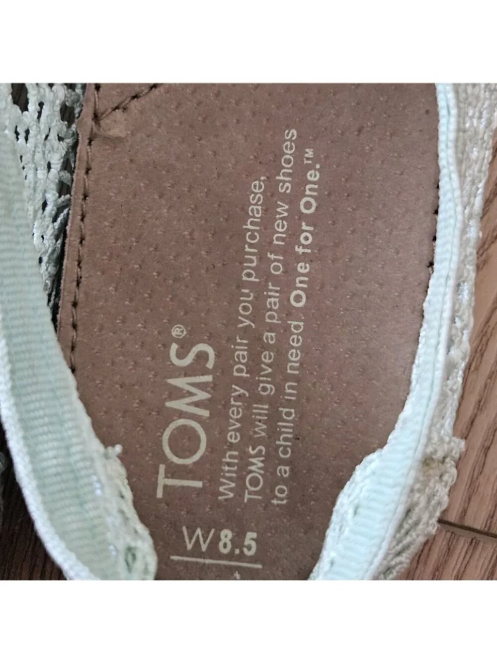 TOMS Mint Blue Green Alpargata Moroccan Crochet Slip On Shoes Womens 8.5